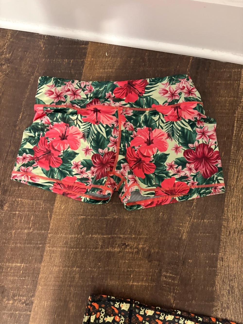 Tropical Floral Bike Shorts - Pink & Green